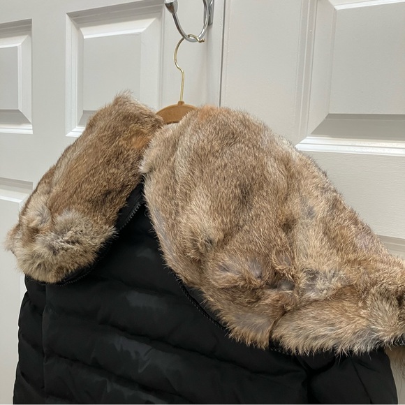 Pajar Down Bomber Jacket Fur Hood Cropped Black Luxury Canada RARE Women's Small - Picture 12 of 16